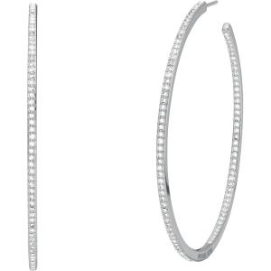imageMichael Kors Stainless Steel and Pav Crystal Hoop Earrings for WomenSilver Pav