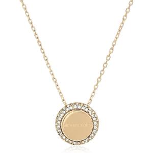imageMichael Kors Stainless Steel and Pav Crystal Pendant Necklace for WomenGOLD CIRCLE GLITZ