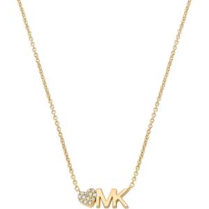 imageMichael Kors Stainless Steel and Pav Crystal Pendant Necklace for WomenHeart MK Pendant