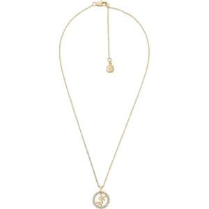 imageMichael Kors Stainless Steel and Pav Crystal Pendant Necklace for WomenMK Circle Logo Pendant