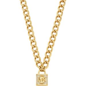 imageMichael Kors Stainless Steel and Pav Crystal Pendant Necklace for WomenMK Logo Pendant Chain