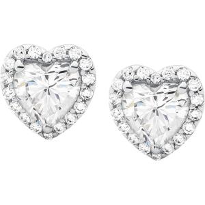 imageMichael Kors Womens Brilliance Sterling Silver Cushion Cut Stud EarringsHeart Pav