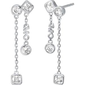 imageMichael Kors Womens Brilliance Sterling Silver Cushion Cut Stud EarringsPav Double Drop