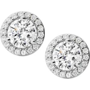 imageMichael Kors Womens Brilliance Sterling Silver Cushion Cut Stud EarringsRound Pav