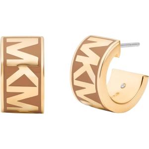 imageMichael Kors Womens MK Logo Brown and GoldTone Brass Hoop Earrings Model MKJC0027E710