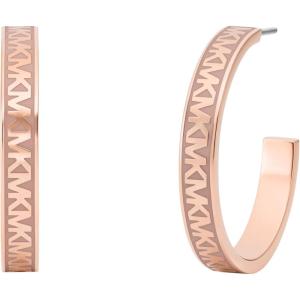 imageMichael Kors Womens MK Logo Pink and Rose GoldTone Brass Hoop Earrings Model MKJC0026D791