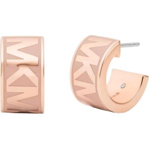 imageMichael Kors Womens MK Logo Pink and Rose GoldTone Brass Hoop Earrings Model MKJC0027D791