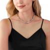 imageMichael Kors Stainless Steel and Pav Crystal Heart Pendant Necklace for WomenChunky Chain Link