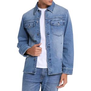 imageMichael Kors Mens Curved Hem Denim Shirt JacketUnion Wash