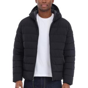 imageMichael Kors Mens Hooded Puffer Jacket Rain and Cold Weather CoatBlack
