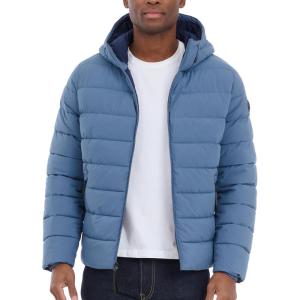 imageMichael Kors Mens Hooded Puffer Jacket Rain and Cold Weather CoatDark Chambray Blue