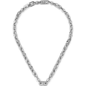 imageMichael Kors Stainless Steel and Pav Crystal Heart Pendant Necklace for WomenChunky Chain Link