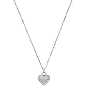 imageMichael Kors Stainless Steel and Pav Crystal Heart Pendant Necklace for WomenSilver