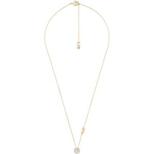 imageMichael Kors Womens 14K GoldPlated Sterling Silver Interlocking NecklaceRound Pav