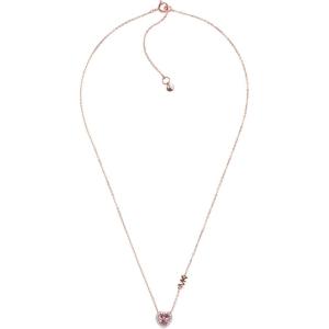 imageMichael Kors Womens 14K Rose GoldPlated Sterling Silver HeartCut Pendant NecklaceHeart Pav
