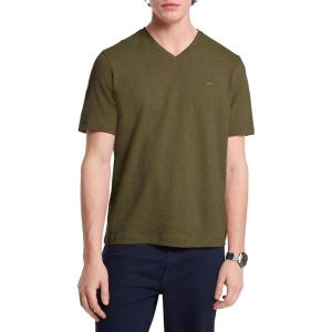 imageMichael Kors Mens Liquid Jersey Mk VNeck TShirtSage Olive Heather