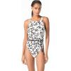 imageMichael Kors Womens Monotone Floral Highneck Belted One PieceWhite