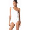 imageMichael Kors Womens Solid Shoulder One Piece SwimsuitWhite