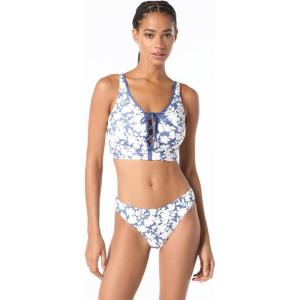 imageWomens Floral Print Lace Up Crop TopWhite