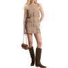 imageMichael Kors Womens Suede Tiered Mini Dress Dune L Womens Suede Tiered Mini Dress