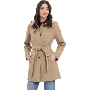 imageMichael Kors Womens Belted Raincoat with Detachable Hood Khaki Small