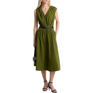 imageMichael Kors Womens Cotton Poplin Midi DressEvergreen