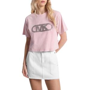 imageMichael Kors Womens Cropped Empire Stud TShirtRosewater Wash