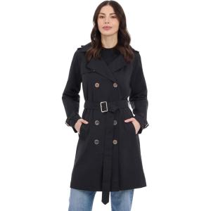 imageMichael Kors Womens Double Button Trenchcoat with Detachable HoodBlack