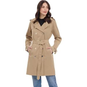 imageMichael Kors Womens Double Button Trenchcoat with Detachable HoodKhaki