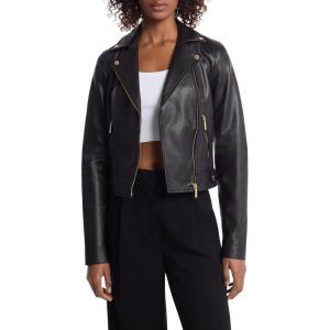 imageMichael Kors Womens Leather Moto JacketBlack