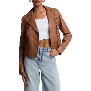 imageMichael Kors Womens Leather Moto JacketLuggage