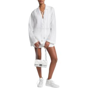 imageMichael Kors Womens Ramie VNeck BlouseWhite