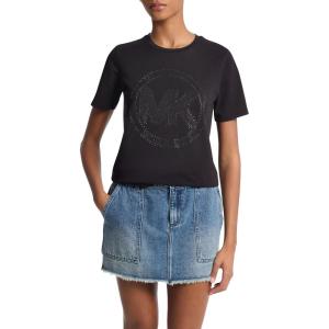 imageMichael Kors Womens Rhinestud Mk Logo TShirtBlack