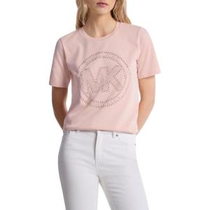 imageMichael Kors Womens Rhinestud Mk Logo TShirtRosewater