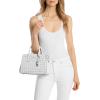 imageMichael Kors Laila Small SatchelSilvertone HardwareLeather With Nail Head StudsOptic White