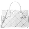 imageMichael Kors Scarlett Medium SatchelSilvertone HardwareWoven LeatherOptic White