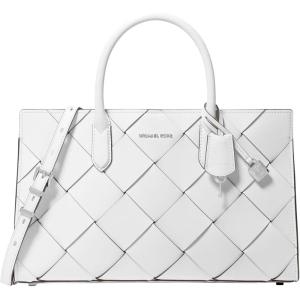 imageMichael Kors Scarlett Medium SatchelSilvertone HardwareWoven LeatherOptic White