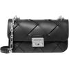 imageMichael Kors Tribeca Small Woven Convertible Chain Shoulder BagSilvertone HardwareWoven LeatherBlack