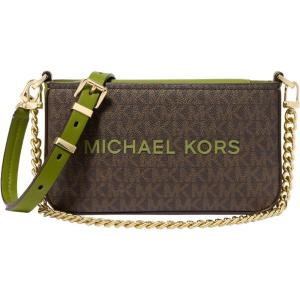 imageMichael Kors Bryant Small Convertible Crossbody BagGoldtone HardwareSignature With Pop TrimMeadow Green