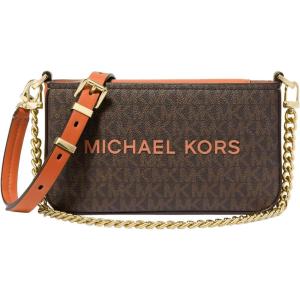 imageMichael Kors Bryant Small Convertible Crossbody BagGoldtone HardwareSignature With Pop TrimOrange Punch