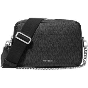imageMichael Kors Bryant Medium Double Zip Chain Camera Crossbody BagSilvertone HardwareTonal Signature Coated TwillBlack