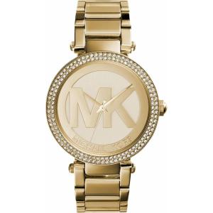 imageMichael Kors Parker Womens Watch Stainless Steel and Pav Crystal Watch for Women with Steel Leather or Silicone BandGold Logo