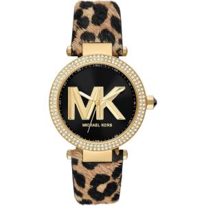 imageMichael Kors Parker Womens Watch Stainless Steel and Pav Crystal Watch for Women with Steel Leather or Silicone BandGoldAnimal Print