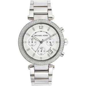 imageMichael Kors Parker Womens Watch Stainless Steel and Pav Crystal Watch for Women with Steel Leather or Silicone BandSilver  Steel