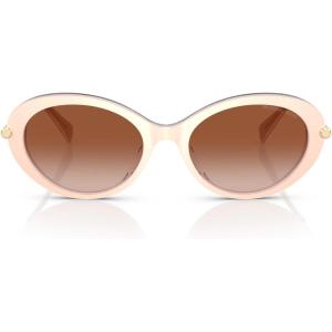 imageMichael Kors Womens Mk2245u Rockaway Universal Fit Oval SunglassesLight Sand LaminateLight Brown Gradient