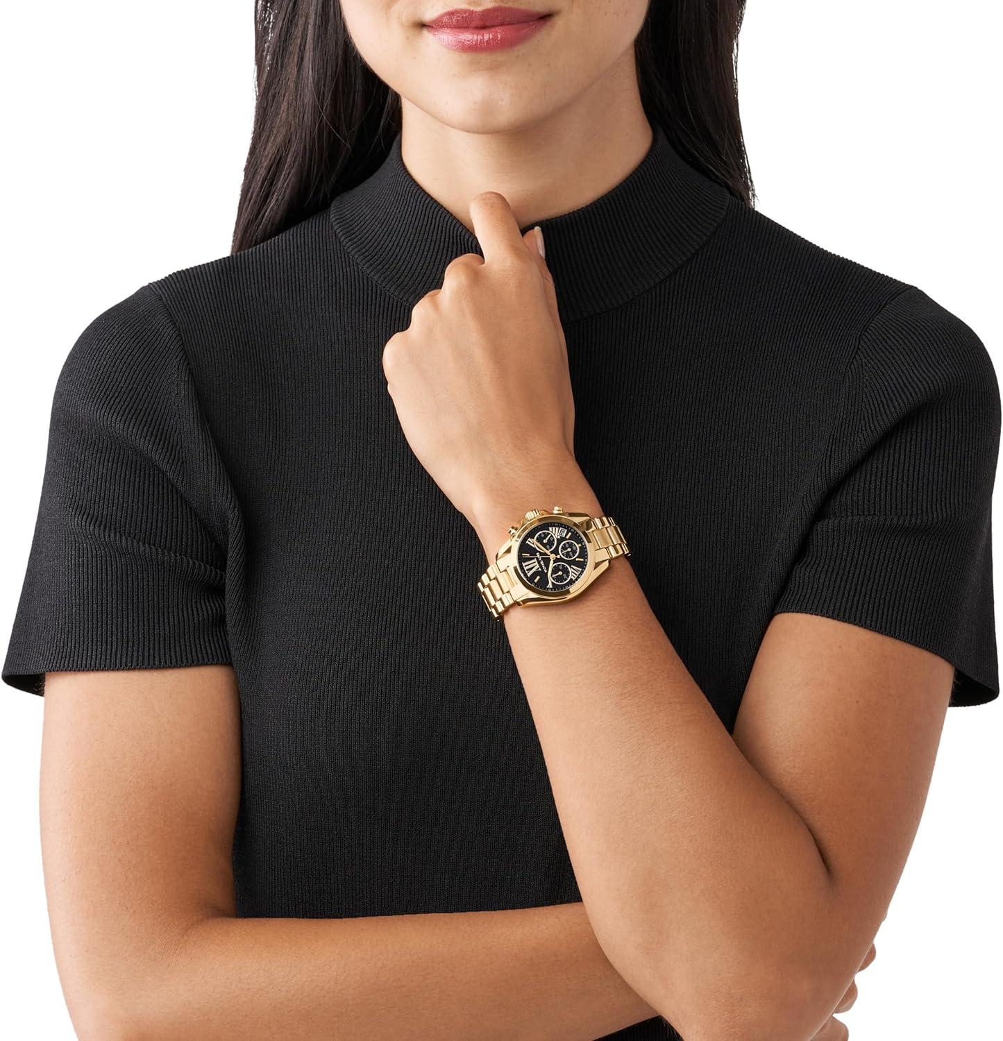 imageMichael Kors Bradshaw Womens Watch Stainless Steel Chronograph Watch for Women with Steel or Leather Band36MM GoldBlack