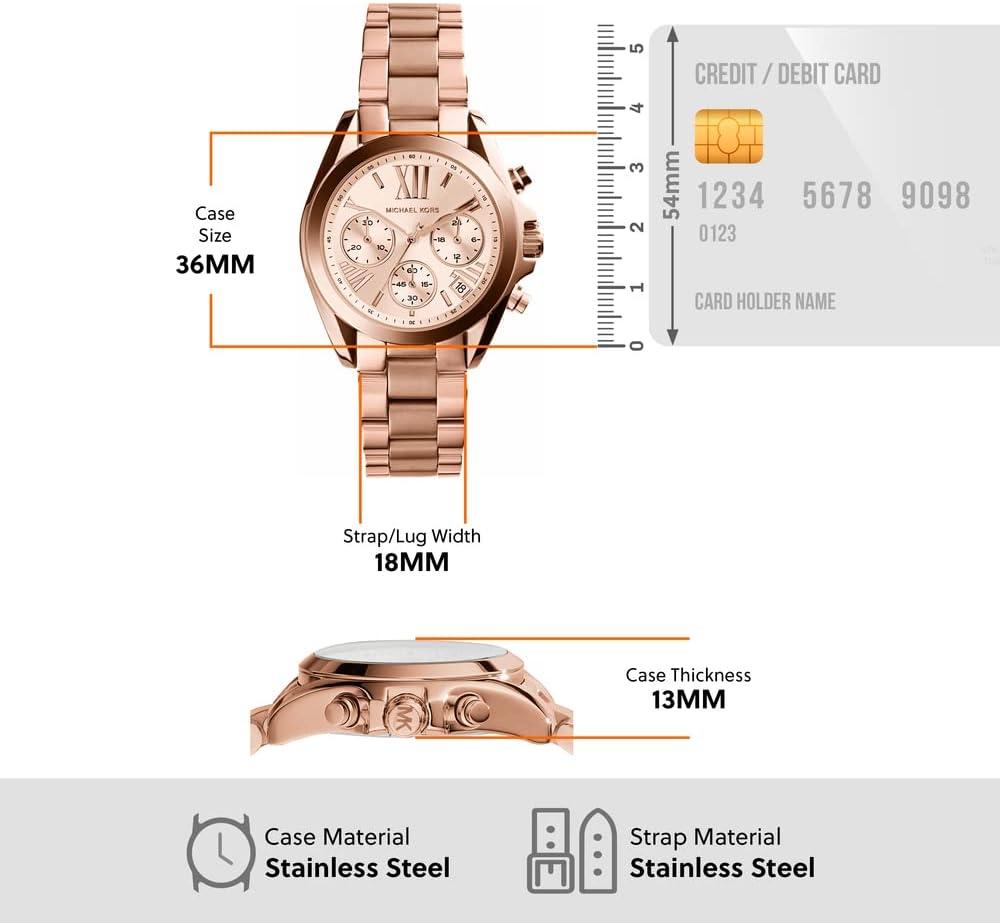 imageMichael Kors Bradshaw Womens Watch Stainless Steel Chronograph Watch for Women with Steel or Leather Band36MM Rose Gold
