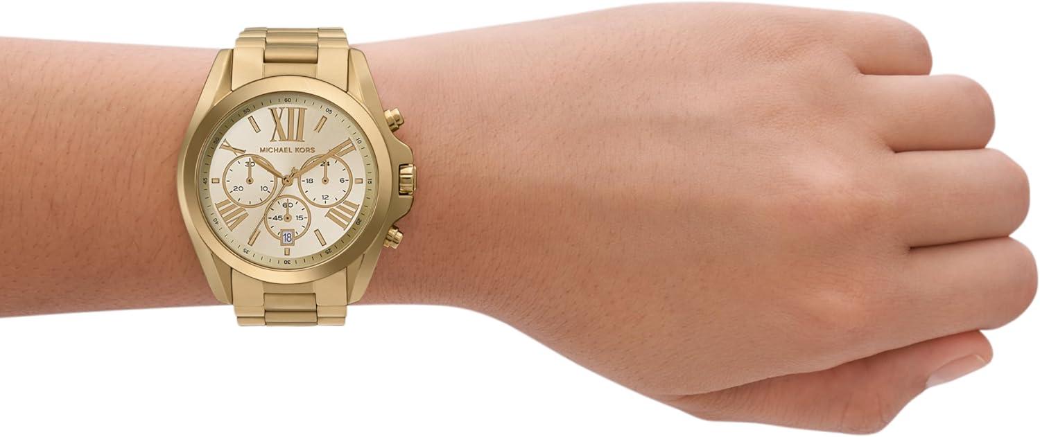 imageMichael Kors Bradshaw Womens Watch Stainless Steel Chronograph Watch for Women with Steel or Leather BandGold Tone