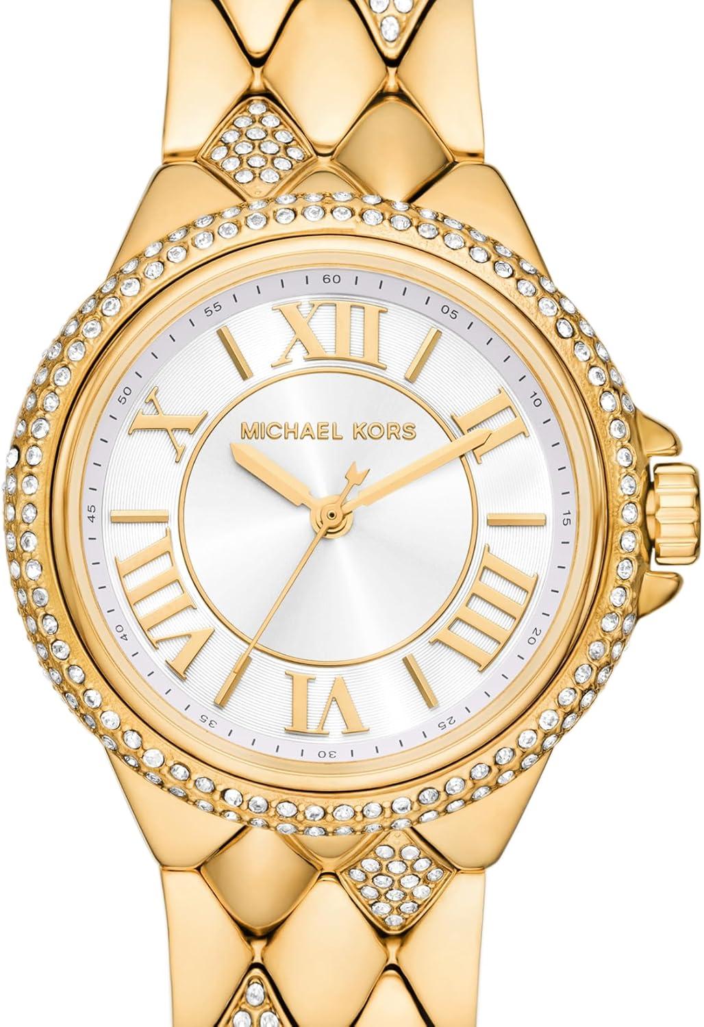 imageMichael Kors Mini Camille Womens Watch Stainless Steel Watch for Women with Steel or Leather BandGold Pave Quilt