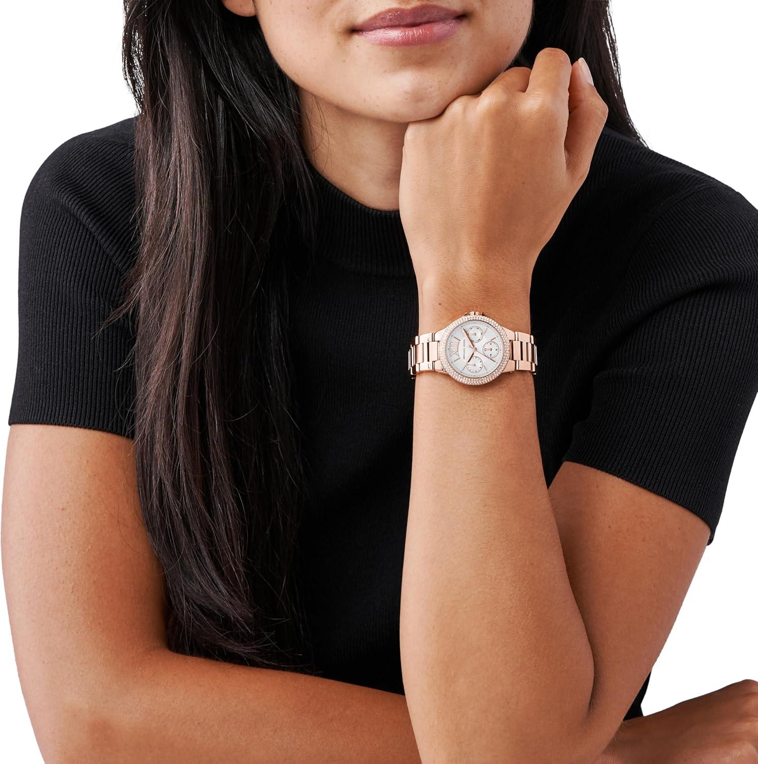 imageMichael Kors Mini Camille Womens Watch Stainless Steel Watch for Women with Steel or Leather BandRose Gold